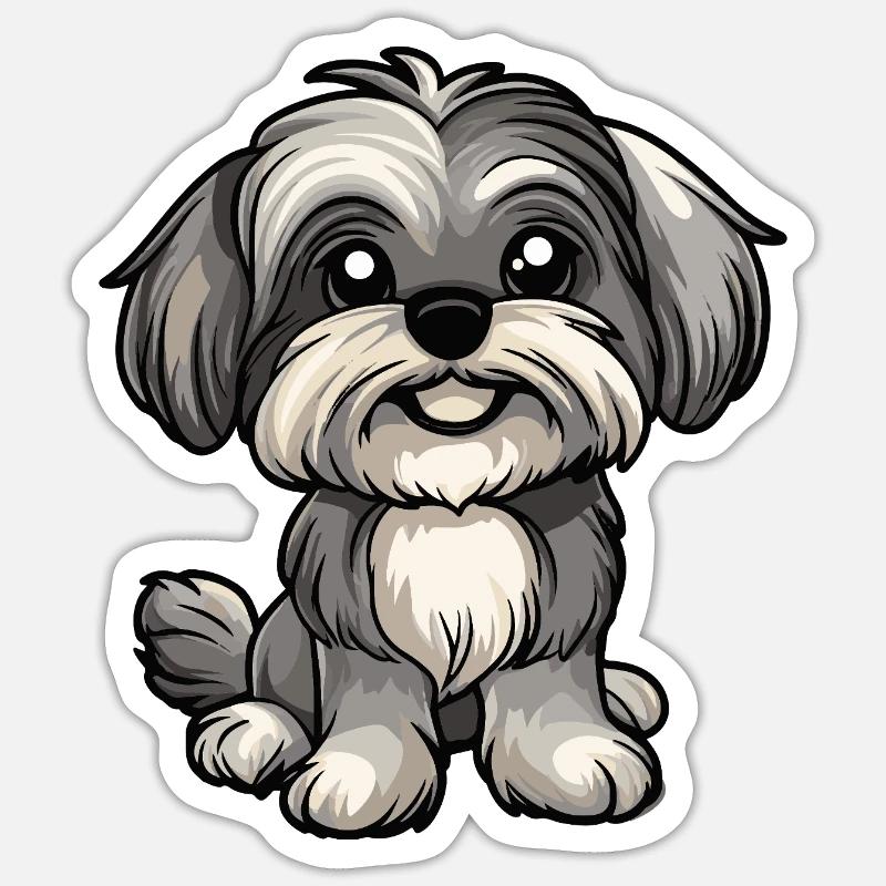 Chien Bichon Cochon Mignon - Sticker taille S (10 x 10 cm) - blanc mat