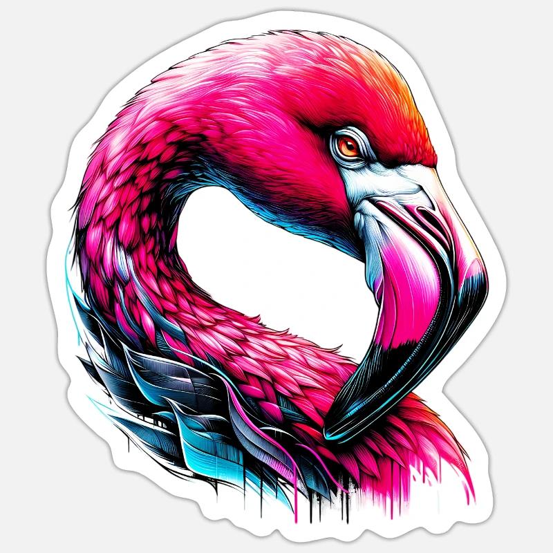 Flamingo - Sticker size S (10 x 10 cm) - white matte