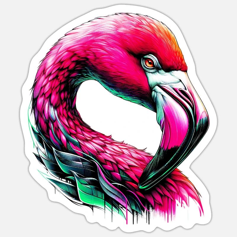Flamant - Sticker taille S (10 x 10 cm) - blanc mat