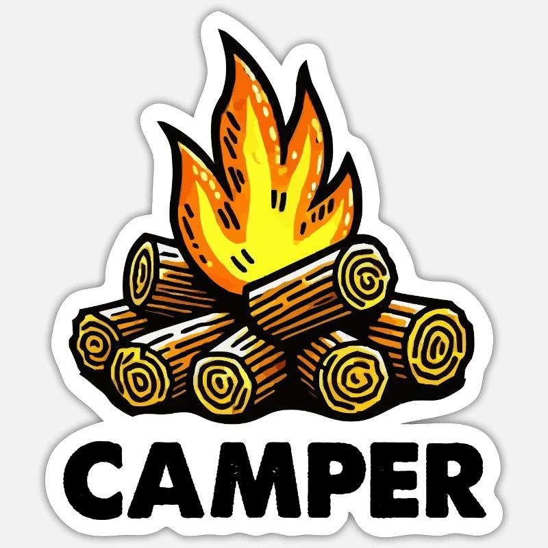 Campfire Camper - Sticker taille S (10 x 10 cm) - blanc mat