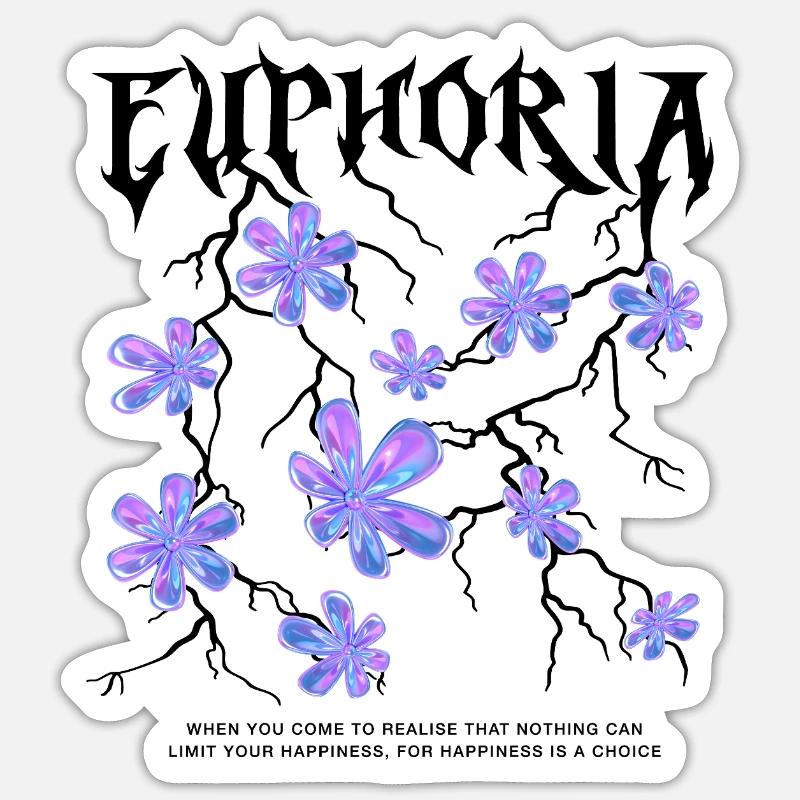 Fleurs holographiques - Sticker taille S (10 x 10 cm) - blanc mat