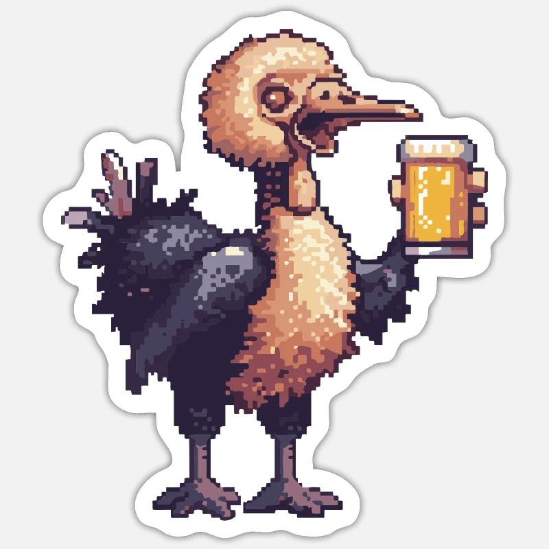 Strauss Pixel Beer - Sticker size S (10 x 10 cm) - white matte