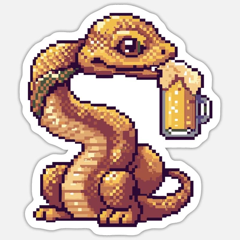 Bière Snake Cobra Pixel - Sticker taille S (10 x 10 cm) - blanc mat