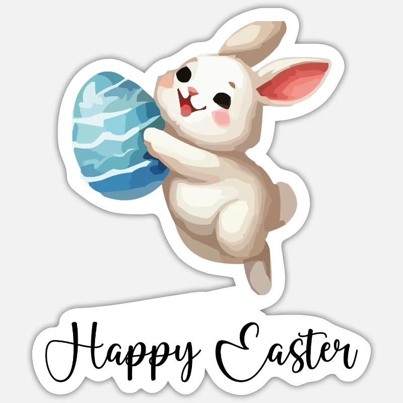 bunny rabbit easter bunny - Sticker size S (10 x 10 cm) - white matte