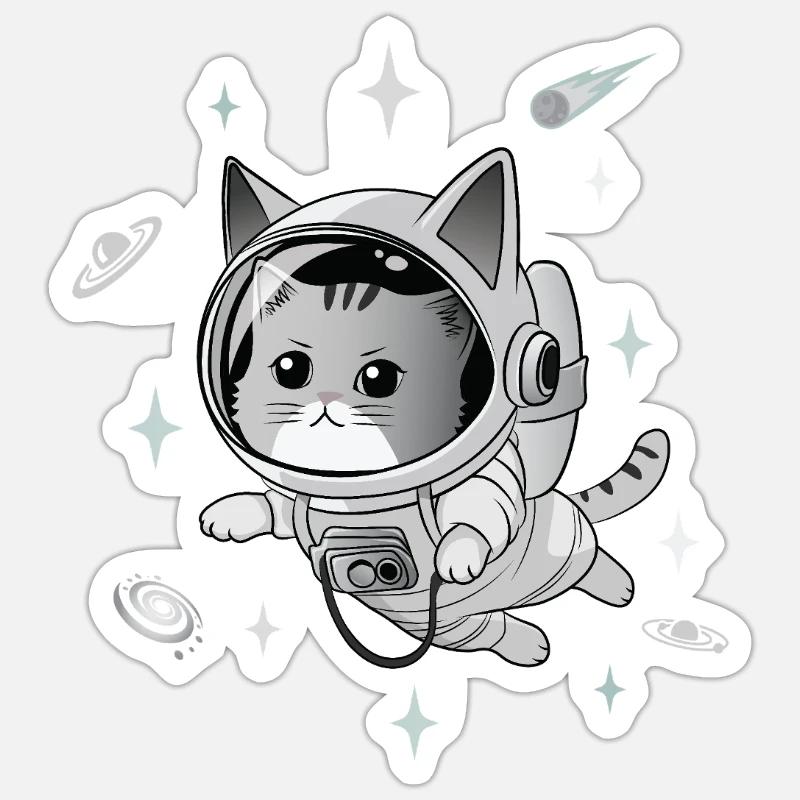 Astronaut Cat - Sticker size S (10 x 10 cm) - white matte