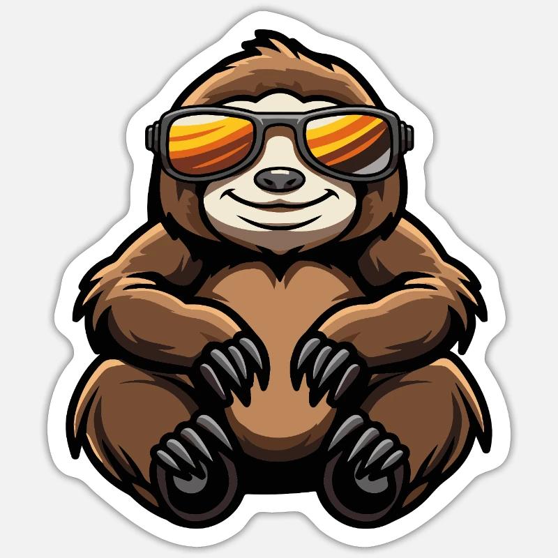 Faultier Cool Tier - Sticker Größe S (10 x 10 cm) - Mattweiß