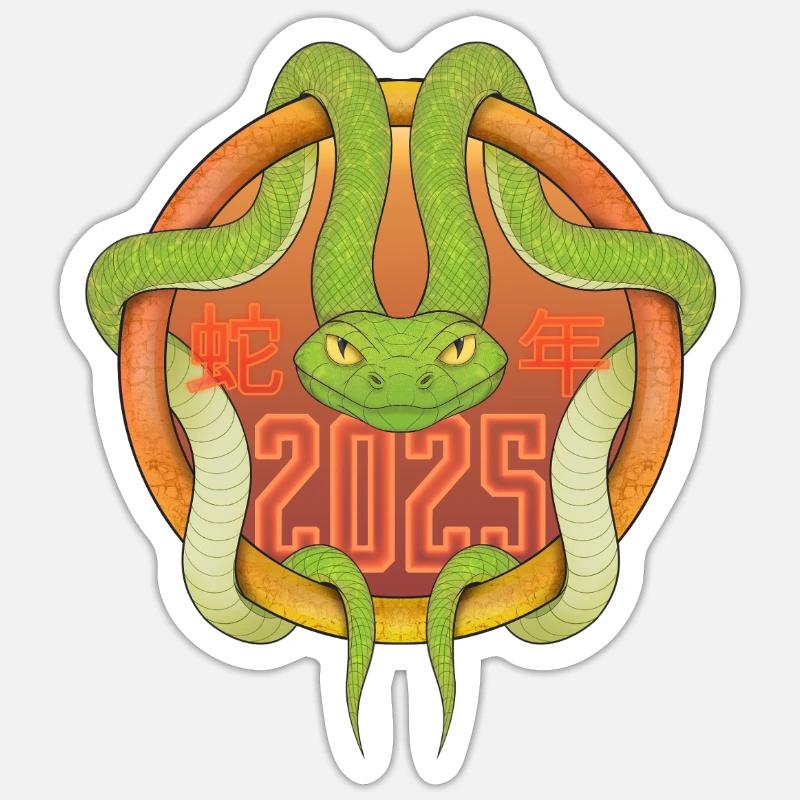 Année du Serpent 2025 - Sticker taille S (10 x 10 cm) - blanc mat
