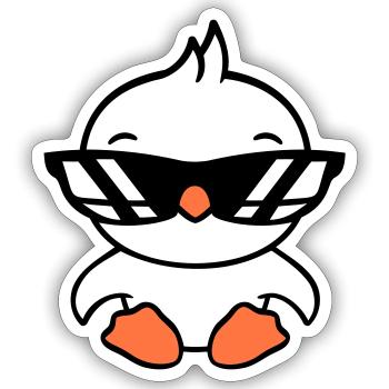 Vogel Sonnenbrille Cool schwarze Brille Coolness - Sticker Größe S (10 x 10 cm) - Mattweiß - Vorne