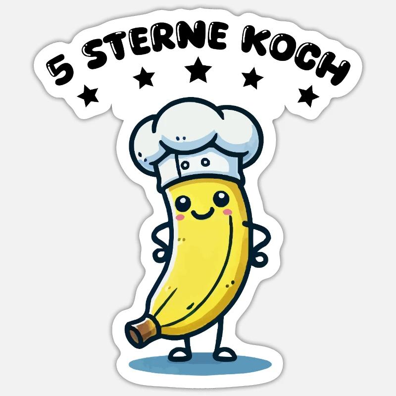 banane comic koch sterne - Sticker Größe S (10 x 10 cm) - Mattweiß