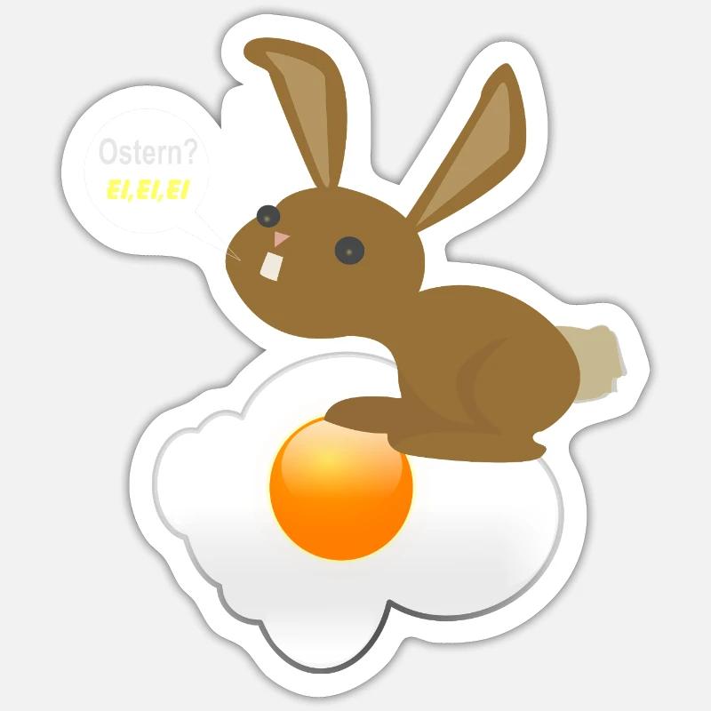 Hase Ostern Ei Ei Ei - Sticker Größe S (10 x 10 cm) - Mattweiß