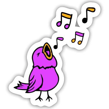 Musiknoten Singvogel Spatz singt zwitschert Musik - Sticker Größe S (10 x 10 cm) - Mattweiß - Vorne