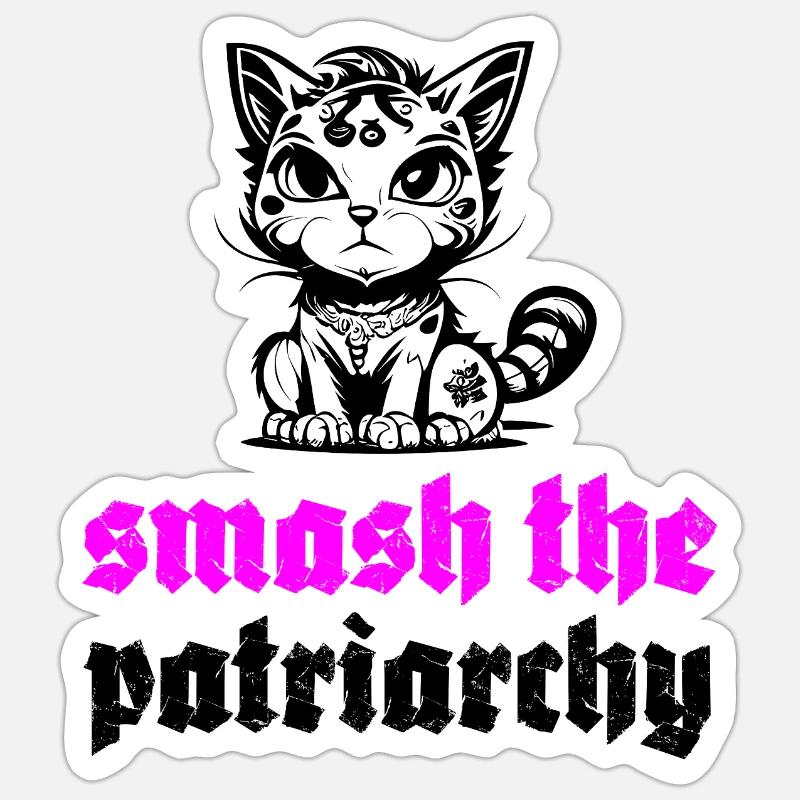 Écrasez le patriarcat - Sticker taille S (10 x 10 cm) - blanc mat