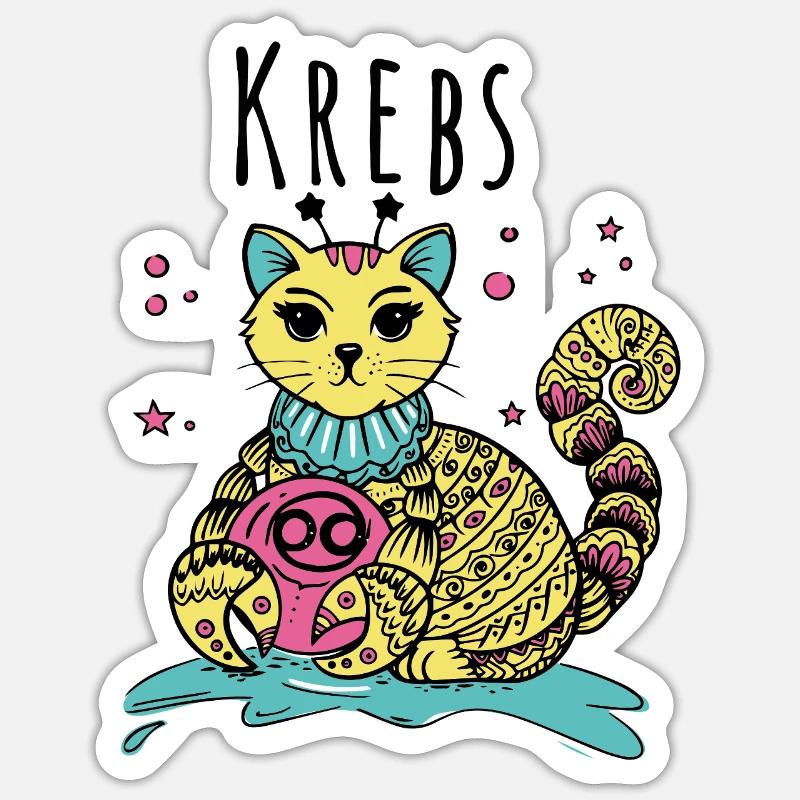 Sternzeichen Katzen - Sternbild Krebs - Sticker Größe S (10 x 10 cm) - Mattweiß