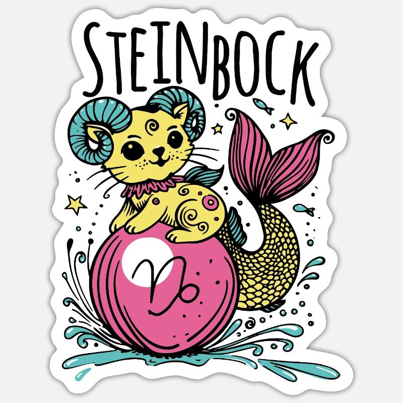 Sternzeichen Steinbock Katzen - Sternbild Sticker Größe S (10 x 10 cm)