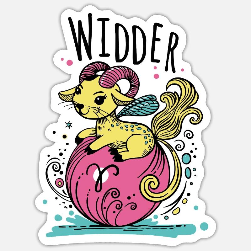 Katzen Sternzeichen Widder - Sternbild Widder - Sticker Größe S (10 x 10 cm) - Mattweiß