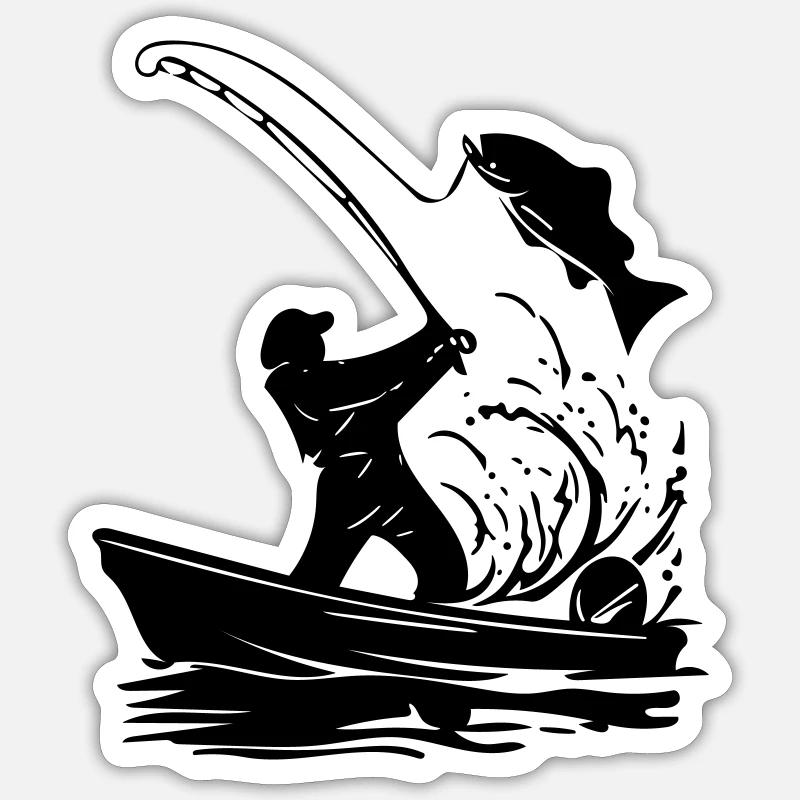 pêcheur - Sticker taille S (10 x 10 cm) - blanc mat