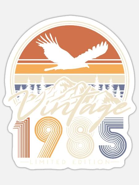 Vintage 1985 Jahrgang Geburtstag Retro Geschenk - Sticker Größe S (10 x 10 cm) - Mattweiß