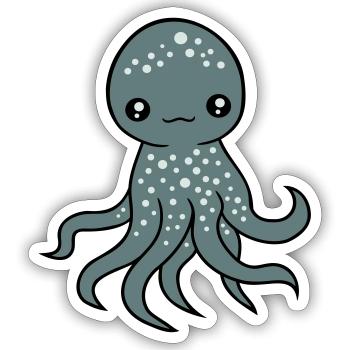 Octopus, Octopus, Octopus, Squid, Cephalopod, Cute, Cute - Sticker size S (10 x 10 cm) - white matte - Front