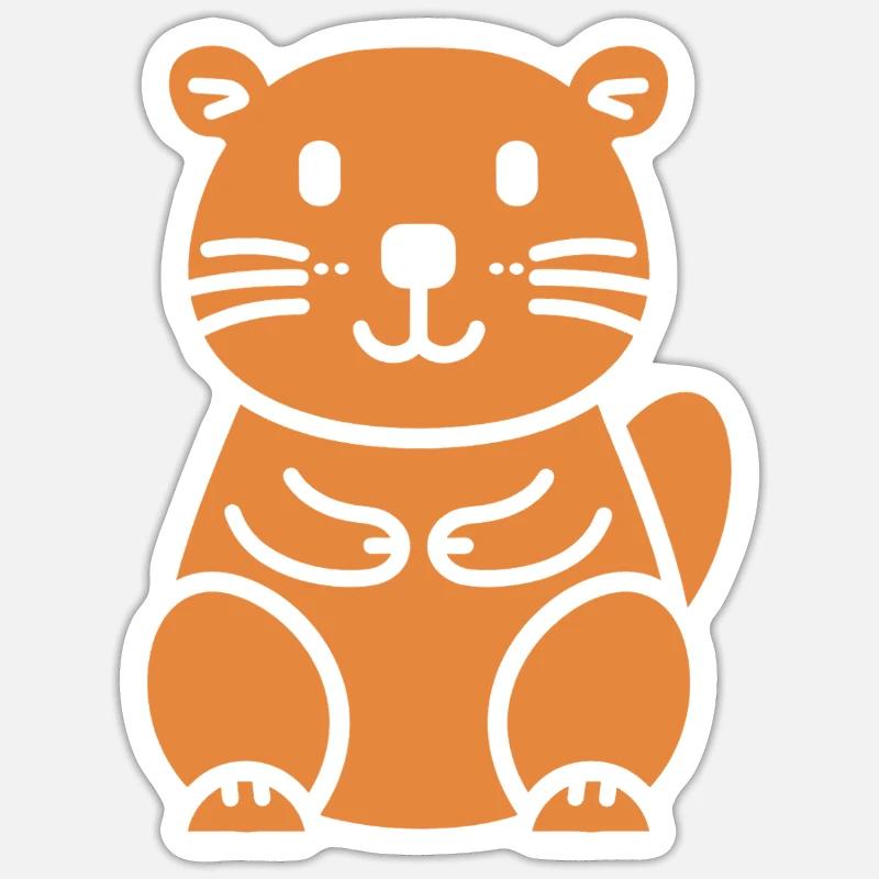 castor - Sticker taille S (10 x 10 cm) - blanc mat