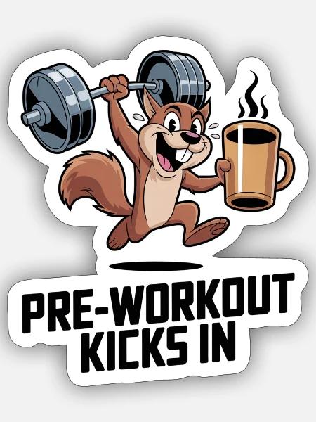 Pre Workout Kicks In - Sticker Größe S (10 x 10 cm) - Mattweiß