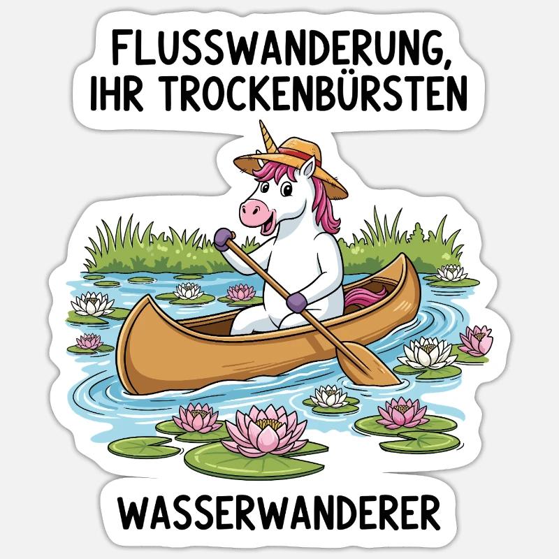 Excursion en canoë Licorne Sticker taille S (10 x 10 cm)