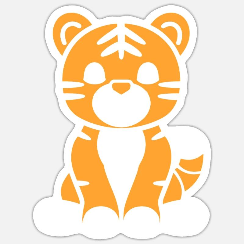 Tiger - Sticker Größe S (10 x 10 cm) - Mattweiß