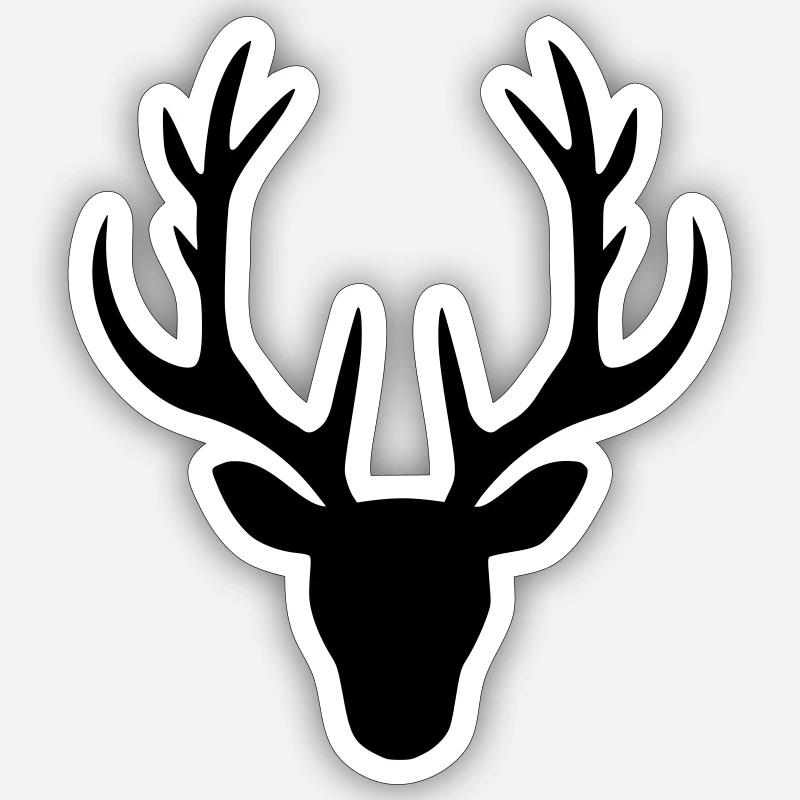 Hirsch Geweih Kopf Vektor - Sticker Größe S (10 x 10 cm) - Mattweiß