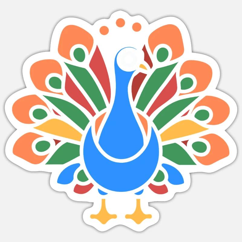 Pfau - Sticker Größe S (10 x 10 cm) - Mattweiß