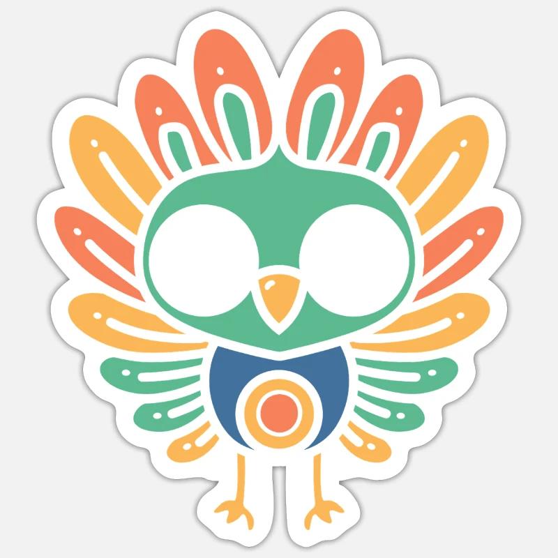 Pfau - Sticker Größe S (10 x 10 cm) - Mattweiß