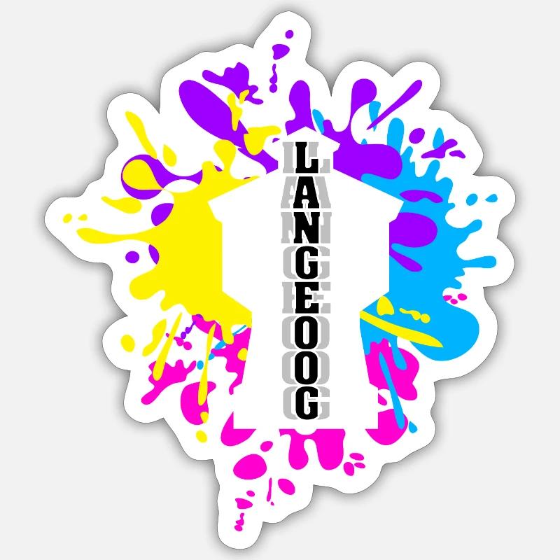 Langeoog Splash Wasserturm - Sticker Größe S (10 x 10 cm) - Mattweiß