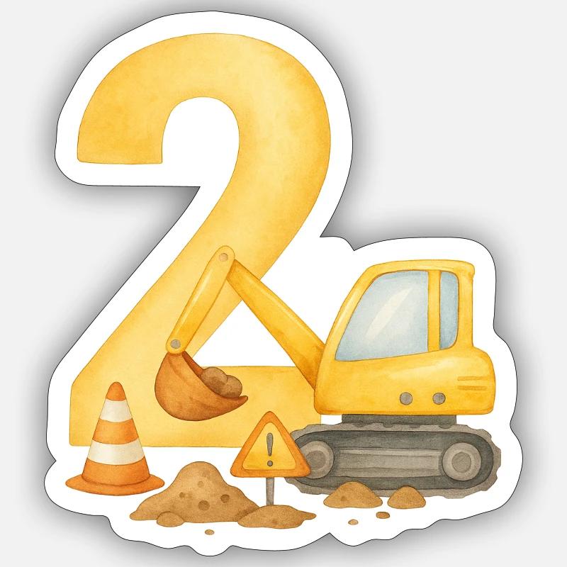 digger birthday / Bagger Geburtstag Sticker Größe S (10 x 10 cm)