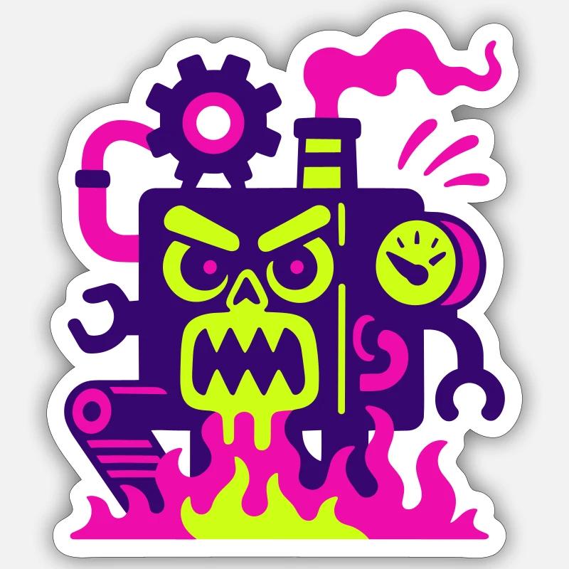 Monster Machine on Fire - Sticker size S (10 x 10 cm) - white matte
