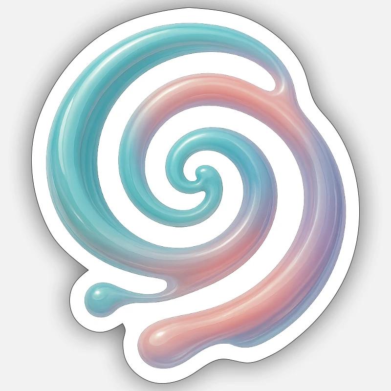 Spirale 3D Pastel - Sticker taille S (10 x 10 cm) - blanc mat