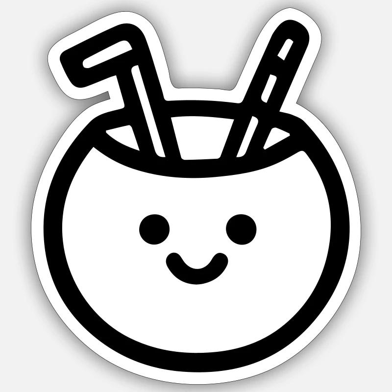 cute coconut Sticker size S (10 x 10 cm)