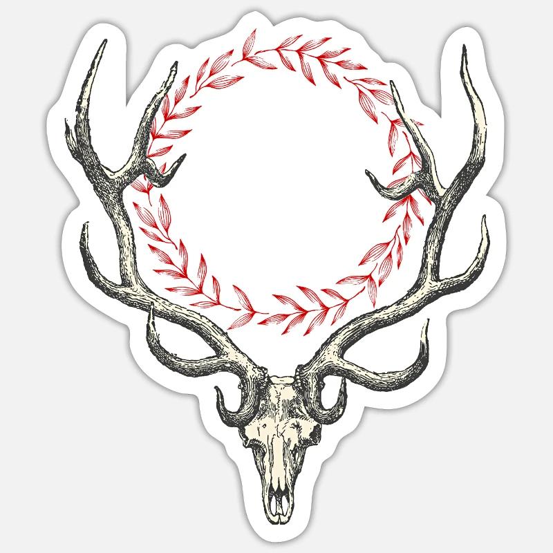 Cerf - Sticker taille S (10 x 10 cm) - blanc mat