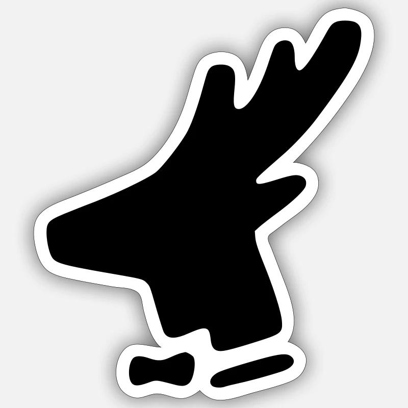 Hirsch mit Fliege solo Sticker Größe S (10 x 10 cm)