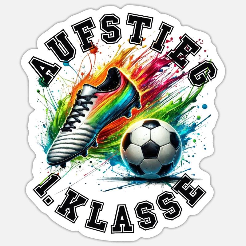 Fußball Schulstart Geschenk Erstklässler Junge - Sticker Größe S (10 x 10 cm) - Mattweiß