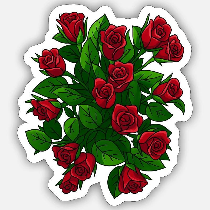 Roses élégantes en fleurs - Sticker taille S (10 x 10 cm) - blanc mat