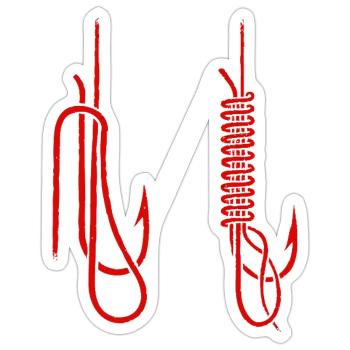 Fishing Hook Knot Guide - Sticker size S (10 x 10 cm) - white matte - Front