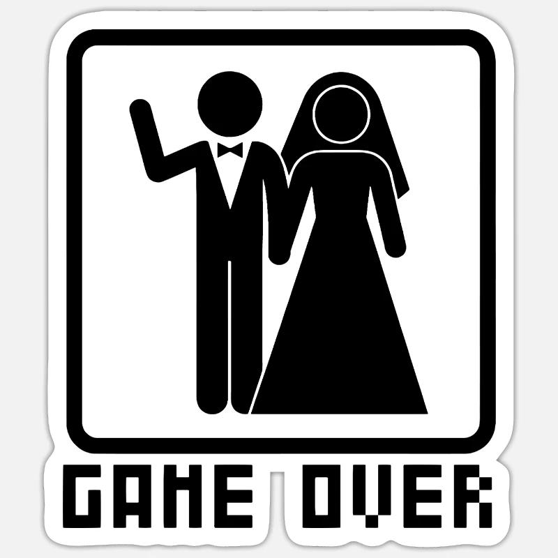Game Over EVG Drôle - Sticker taille S (10 x 10 cm) - blanc mat