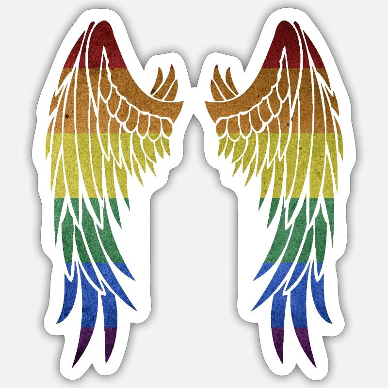 Engel Pride Regenbogen Sticker Größe S (10 x 10 cm)