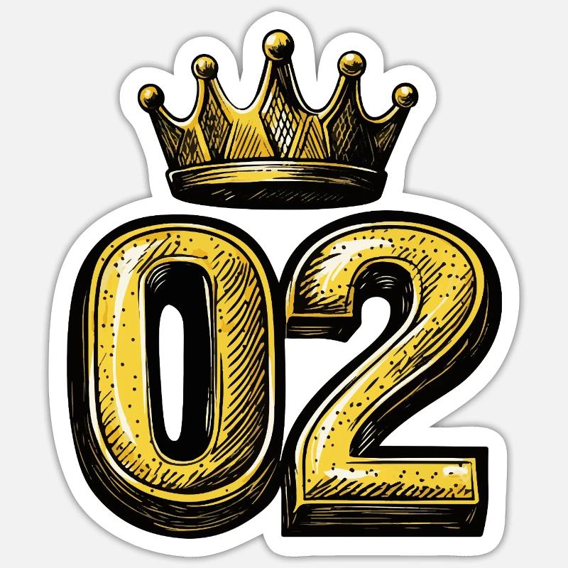 2 Number Crown - Sticker size S (10 x 10 cm) - white matte