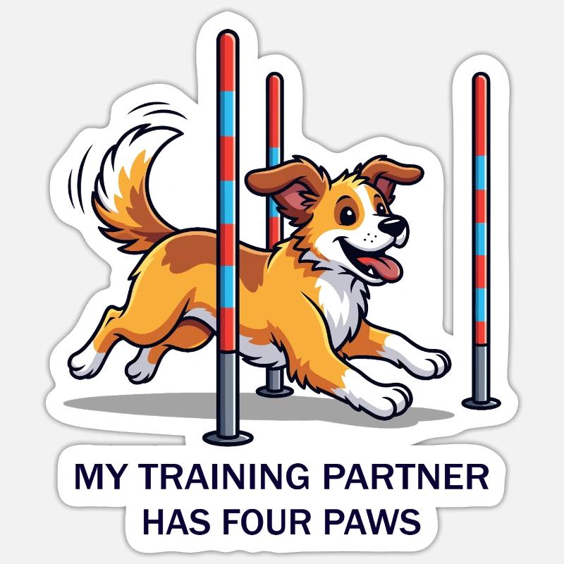 My Training Partner has four Paws - Sticker Größe S (10 x 10 cm) - Mattweiß