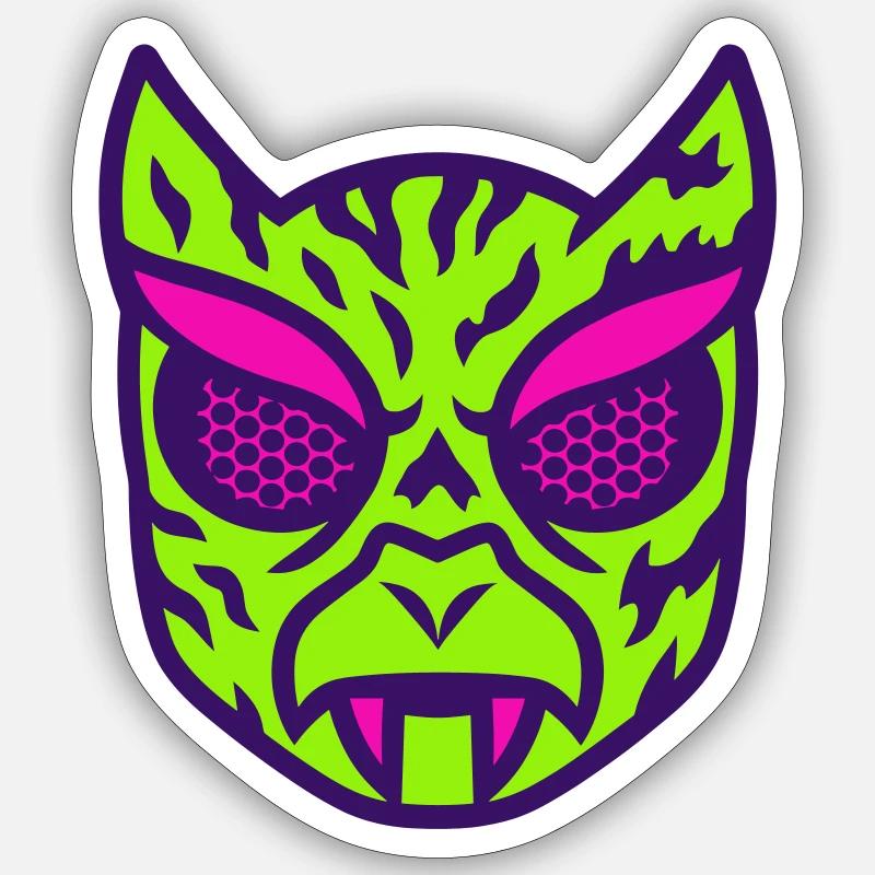 Neon Viper Mask - Sticker size S (10 x 10 cm) - white matte