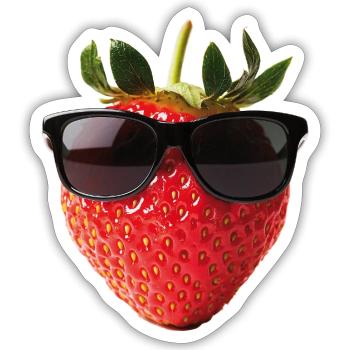 Lunettes de soleil fraise Cool - Sticker taille S (10 x 10 cm) - blanc mat - Devant