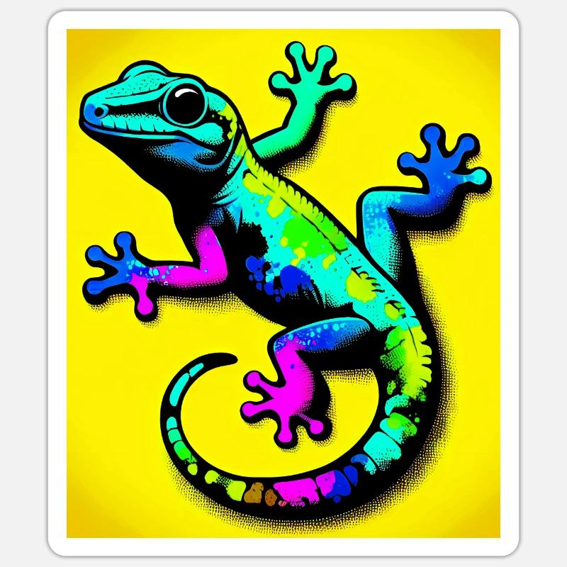 Gecko - Sticker taille S (10 x 10 cm) - blanc mat