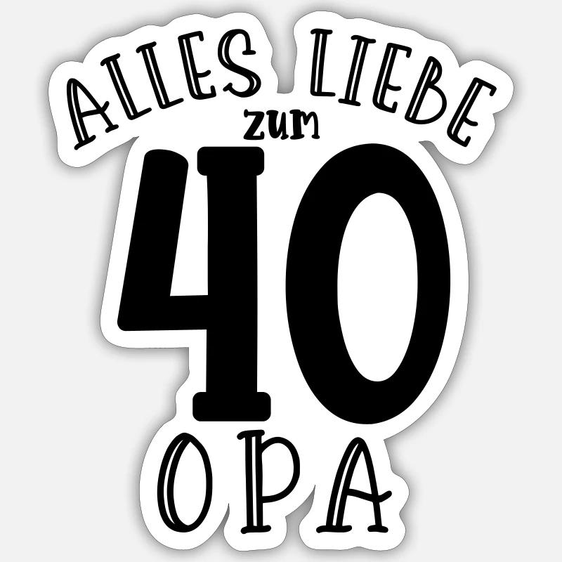 Joyeux 40e anniversaire Papi - Sticker taille S (10 x 10 cm) - blanc mat