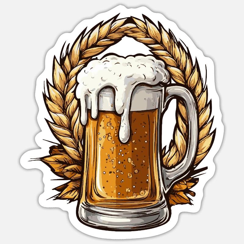 Chope à bière Houblon - Sticker taille S (10 x 10 cm) - blanc mat