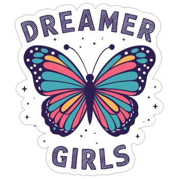 Papillon Rêveur Filles Inspiration - Sticker taille S (10 x 10 cm) - blanc mat - Devant