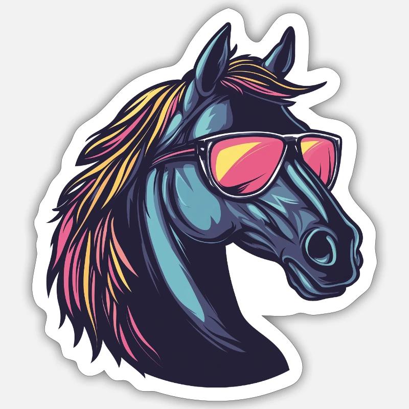 Lunettes de soleil cheval - Sticker taille S (10 x 10 cm) - blanc mat